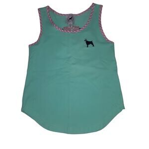 Southern Girl Prep NEW Sleeveless tank Shirt Cotton YOUTH SMALL LIGHT blue plaid